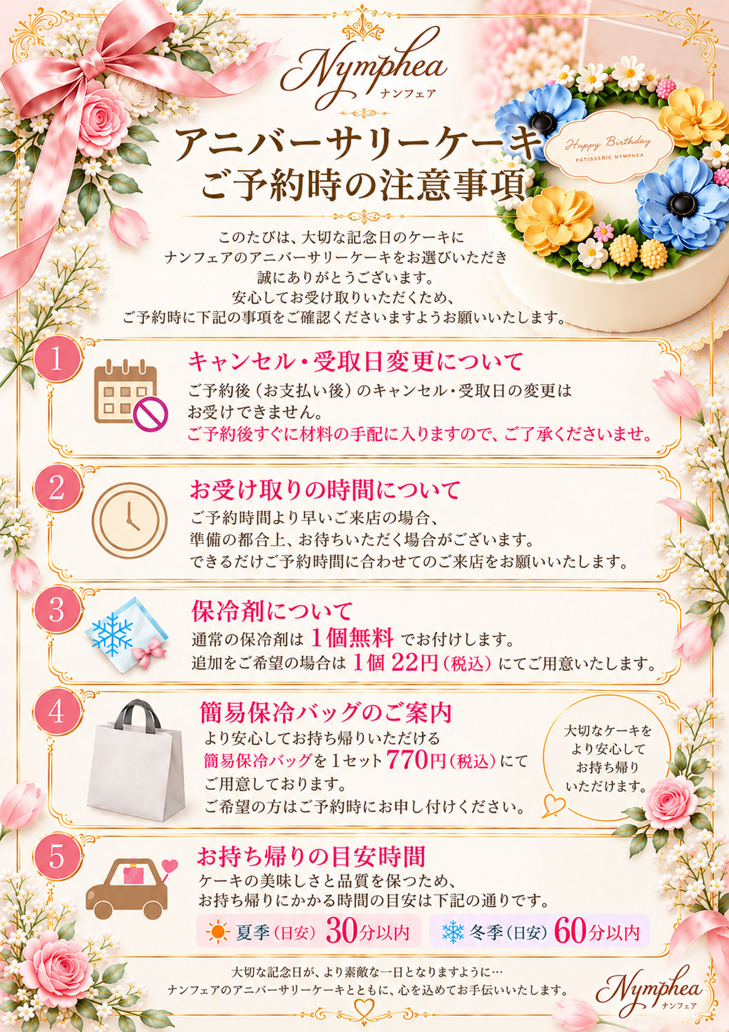 【必読】アニバーサリーケーキご注文のお客様へ②