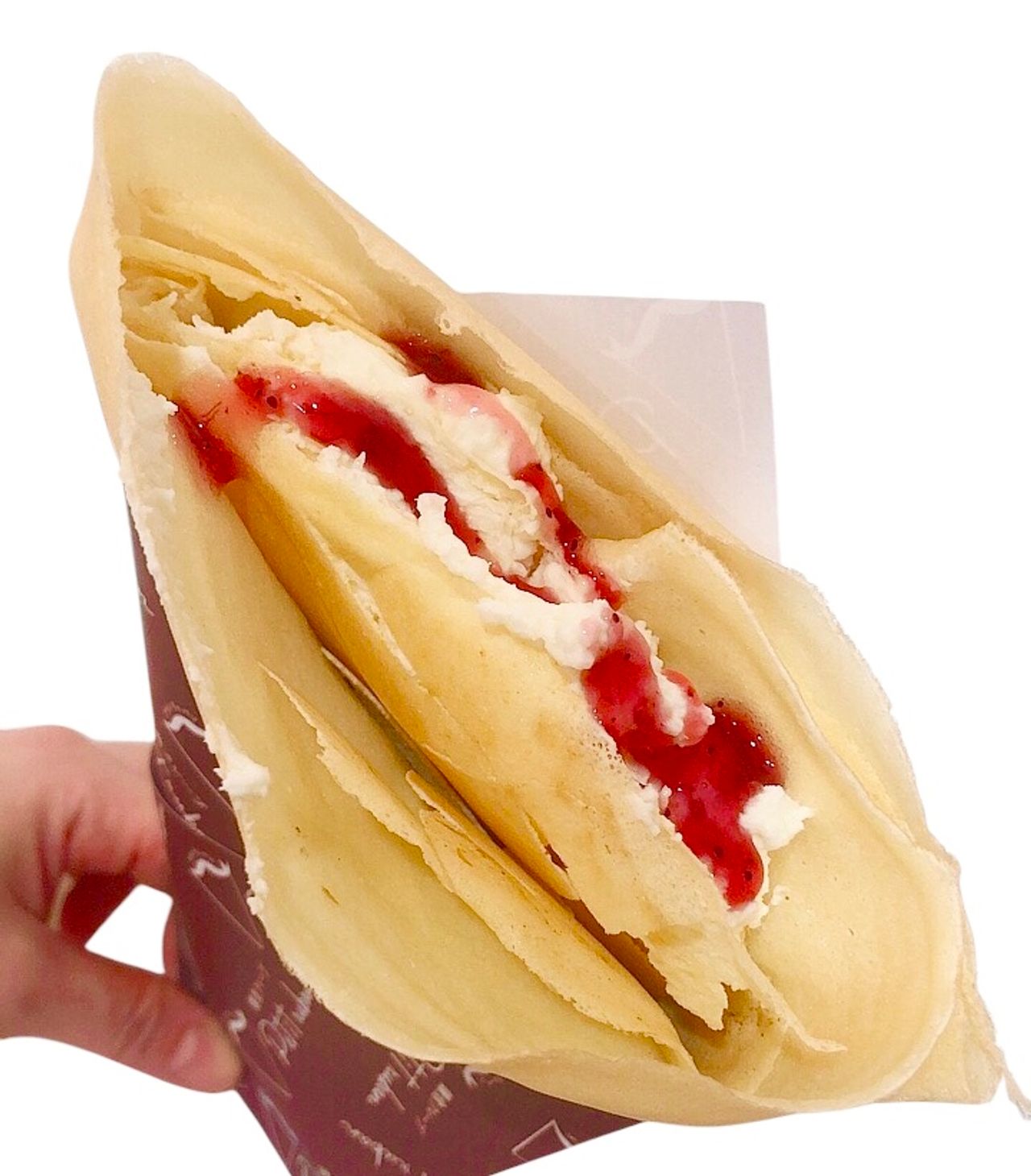 レアチーズの三角折クレープレモンソース