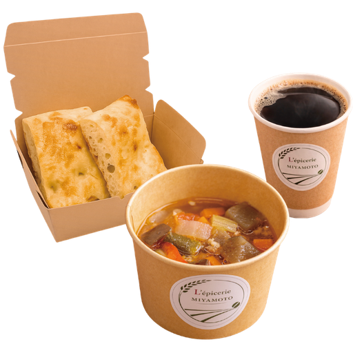 焼きたてフォカッチャと無農薬野菜のスープセット