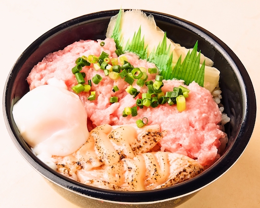 85.ねぎとろ温玉炙りチーズハラス丼(negitoro and melted egg grilled cheese harasu bowl)