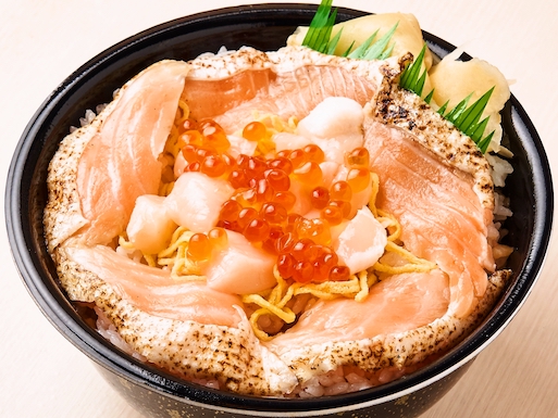 69.焼きハラス生ホタテいくら丼(Grilled raw scallops and salmon roe bowl)