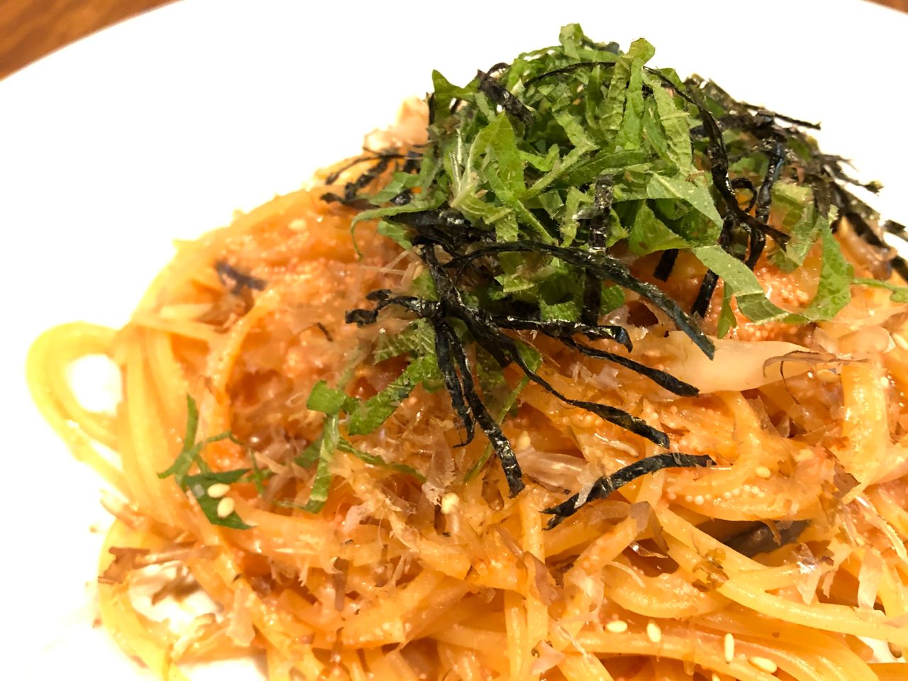 明太子と大葉の和風パスタ（サラダ付き）