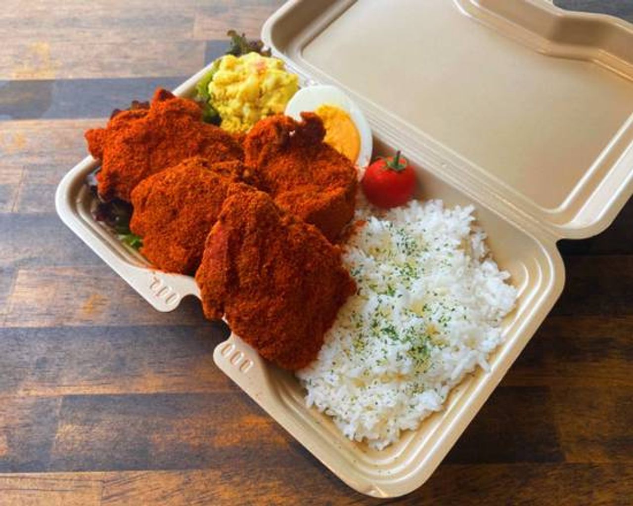 激辛！閻魔さまのモチコチキン（ハワイアン唐揚げ）弁当 Enma's fried lunch
