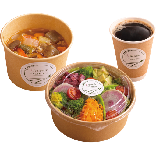 彩り野菜と具だくさんスープの朝セット